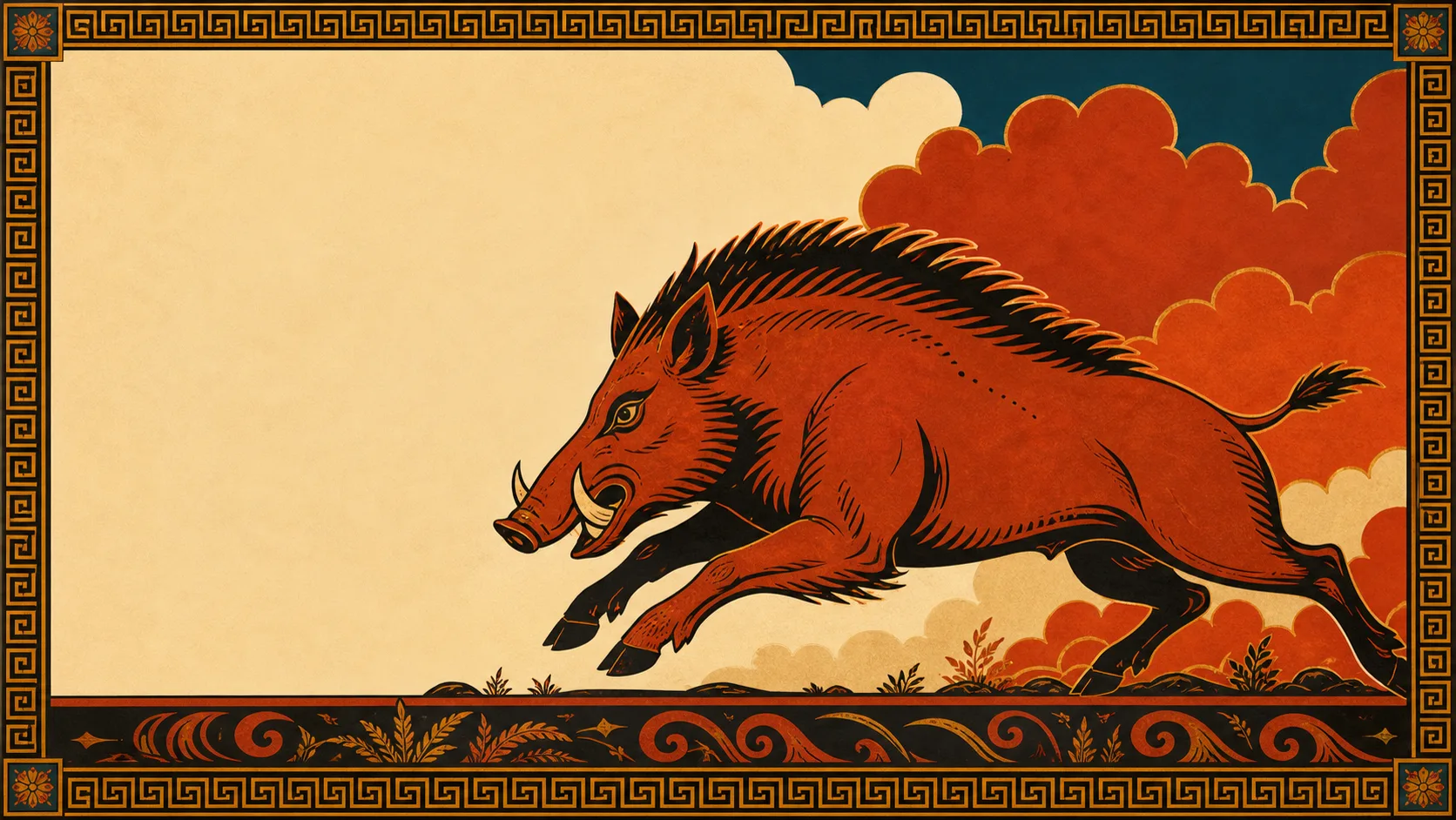 The Erymanthian boar — black-figure illustration